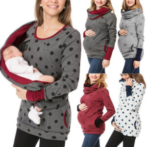 Maternity Nursing Multi-functionT-shirt Long Sleeve Blouse Winter Pregnancy Lactation Clothes